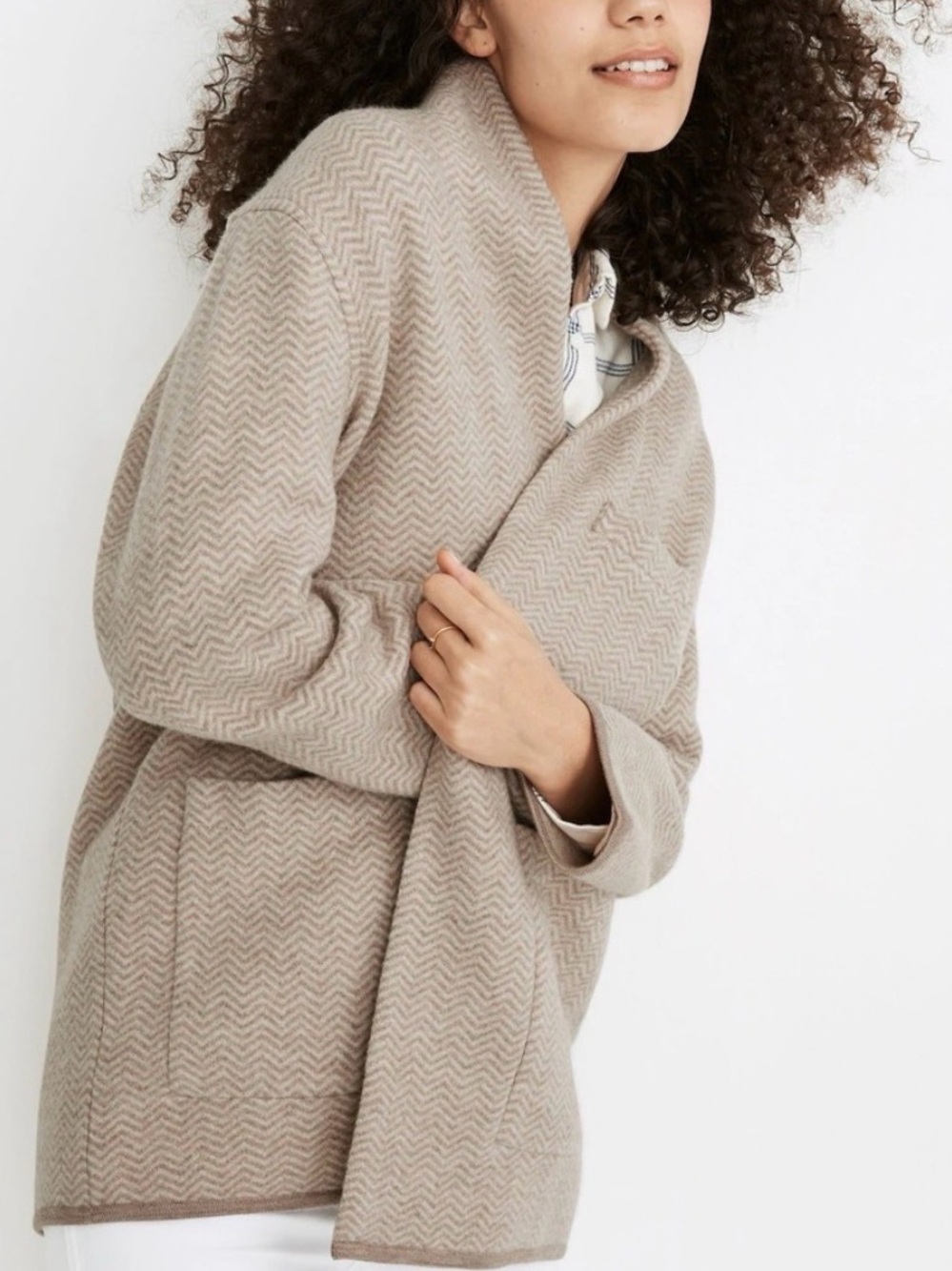 Madewell Merino Wool Harringbone Sweater Jacket Size Small